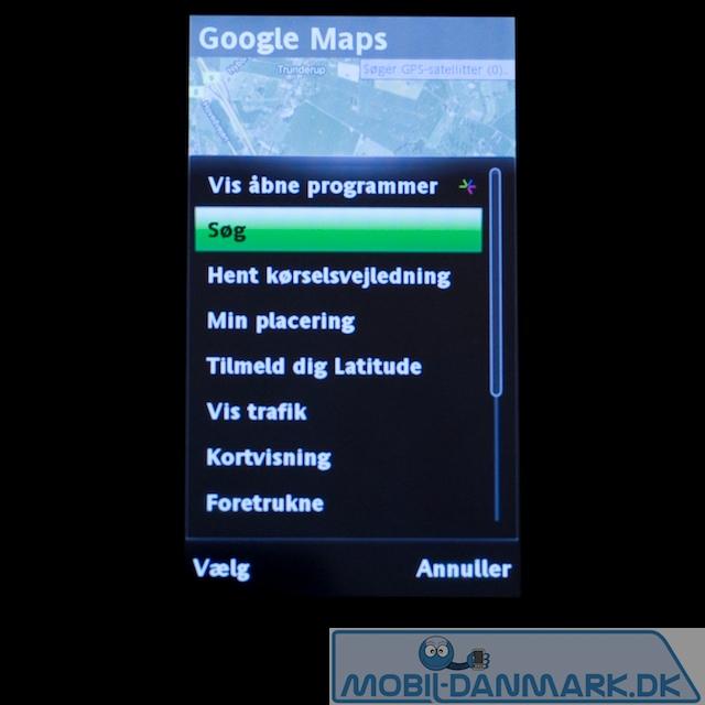 Indstillingsmenuen til Google Maps