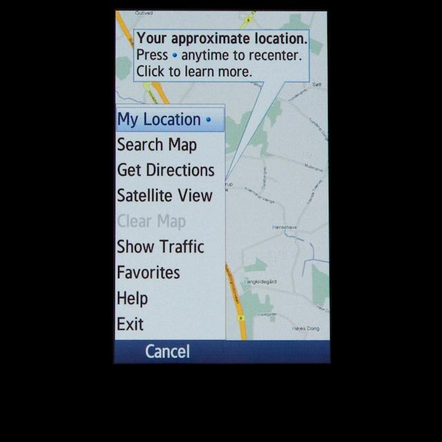 Google Maps indstillingsmenu