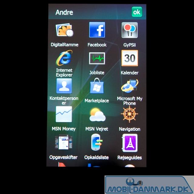 Windows Mobile 6.5's øverste del