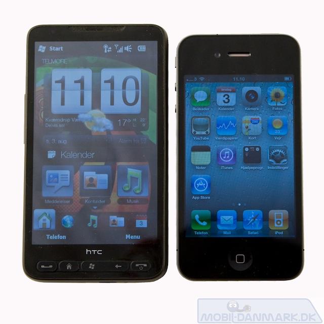 HTC HD2 er meget større end Iphone 4