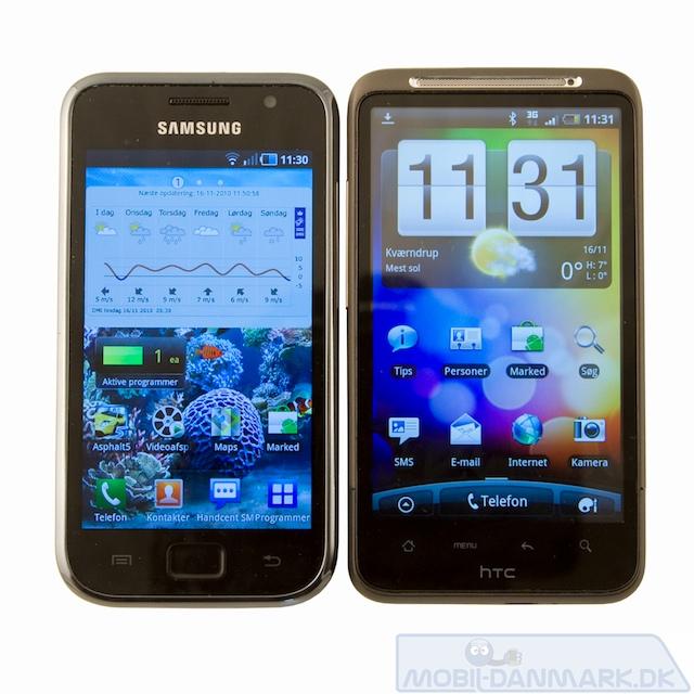 Samsung Galaxy S ved siden af Desire HD