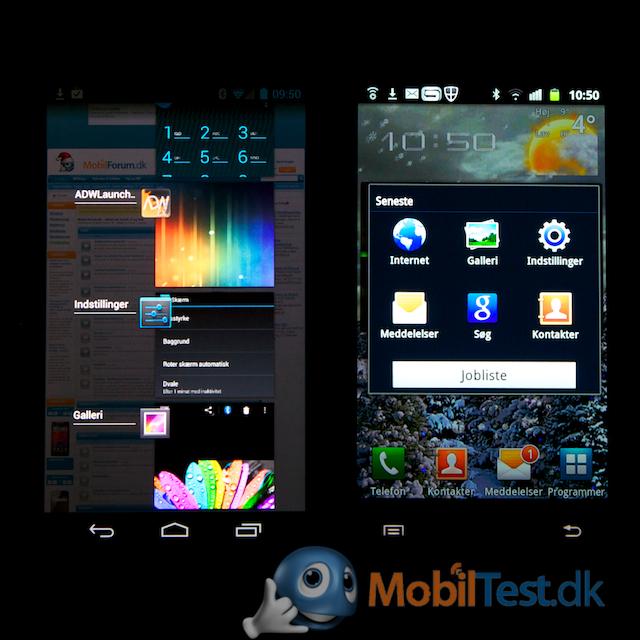 Multitasking menu på Galaxy Nexus og Galaxy S2