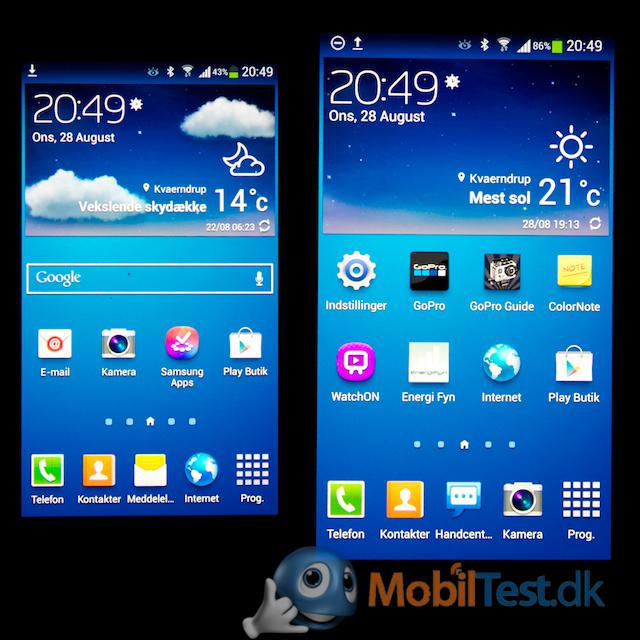 Homescreen på S4 Mini og Galaxy S4