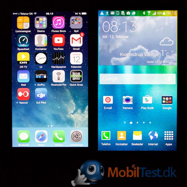 Homescreen på iPhone 6 plus og Note 4