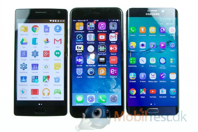 OnePlus2, iPhone 6 plus og S6 Edge+