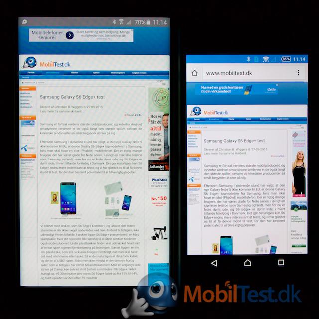 Galaxy S6 Edge+ og Z5 Compact webbrowser